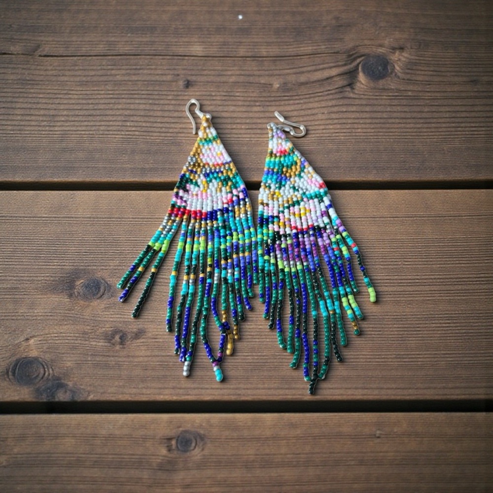 Multicolor Beaded Art Lover “Water Lilies” Earrings – by Claude Monet